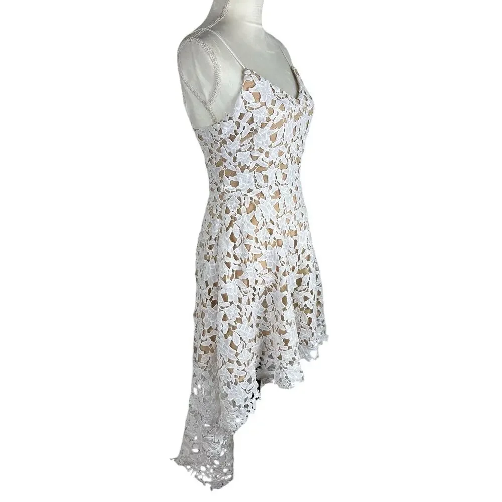 Elegant White Lace High Low Dress - Picture 3 of 9